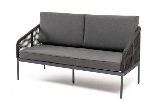 MR1002185 диван 2-местный плетеный из роупа, каркас алюминий темно-серый муар, роуп темно-серый